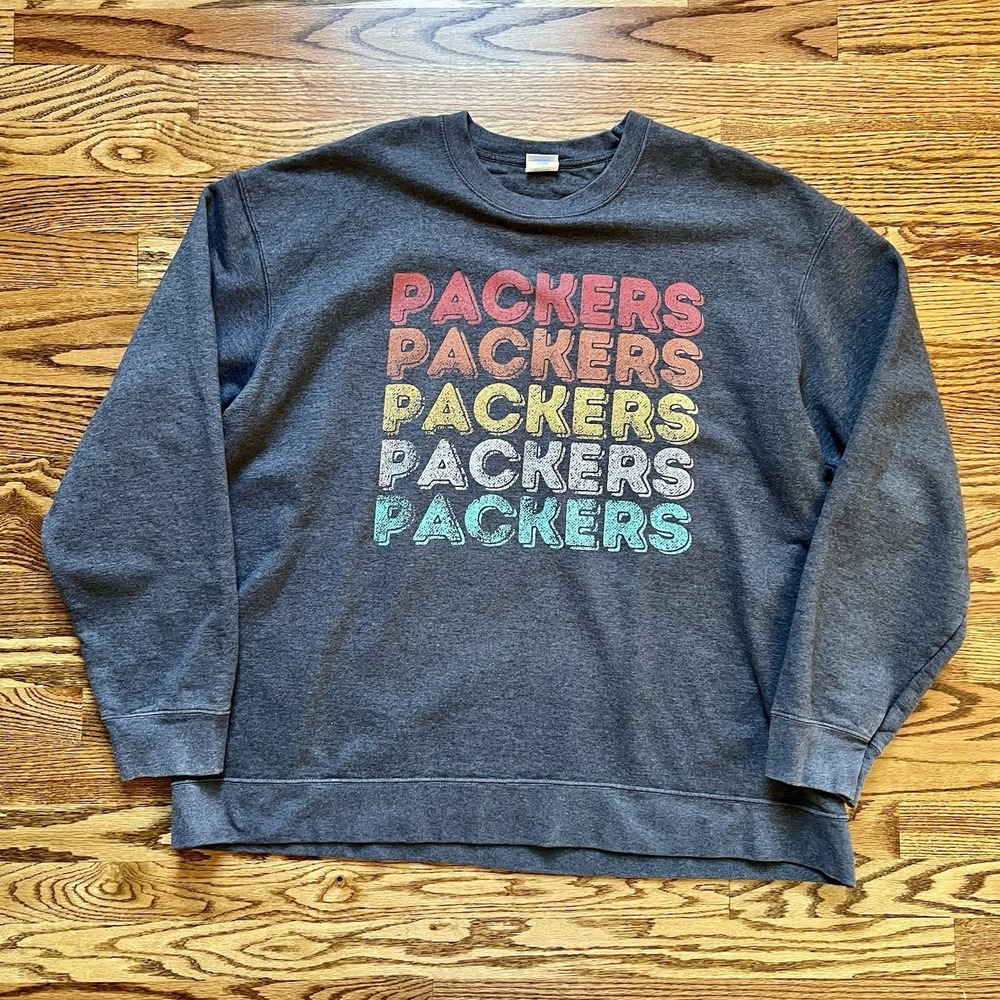 Green Bay Packers Football‎ Port & Company Retro Crewneck Sweatshirt Sz 2XL
